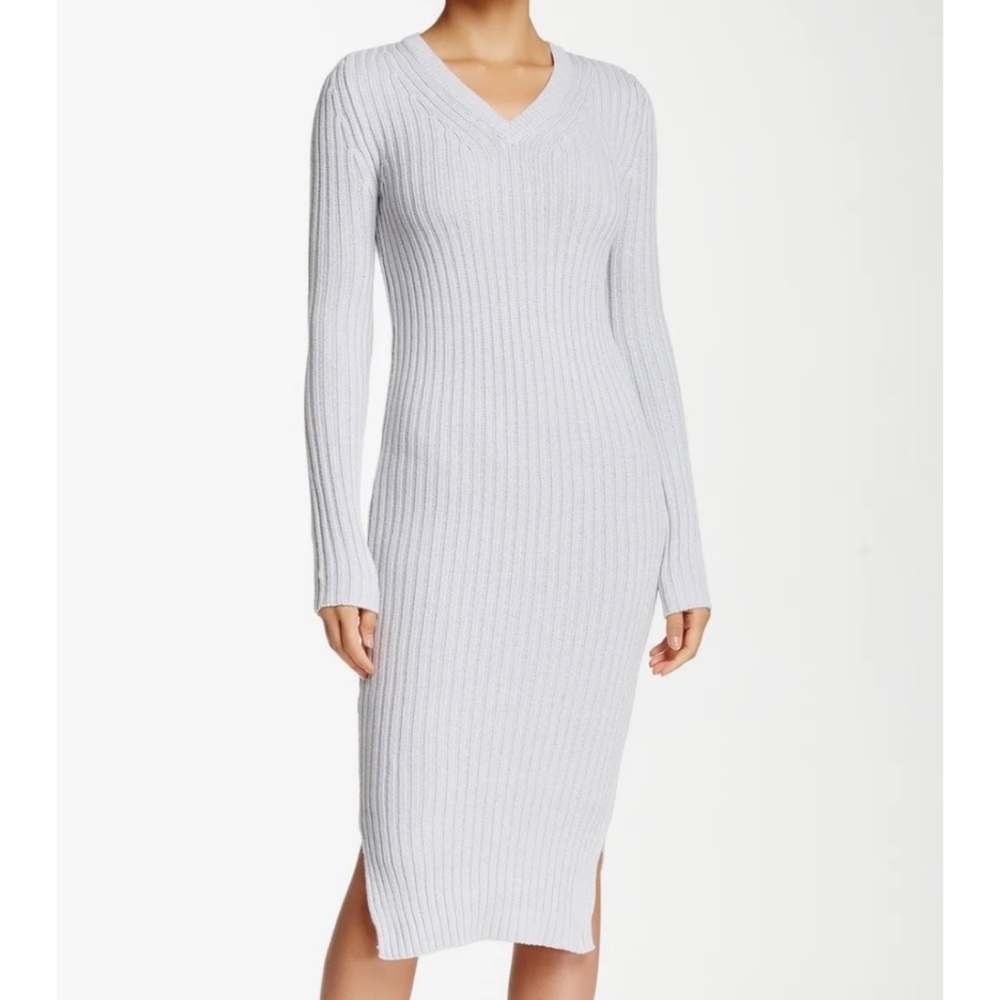 ROMEO & JULIET COUTURE • Grey Ribbed Knit Sweater Bodycon Midi Dress, M - Picture 13 of 13